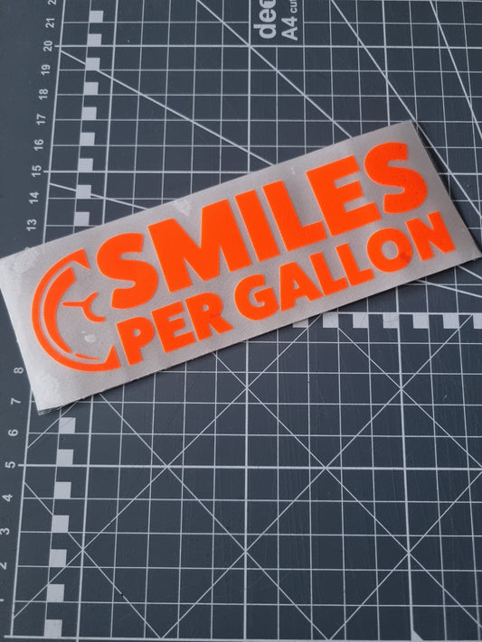 Smiles Per Gallon Decal