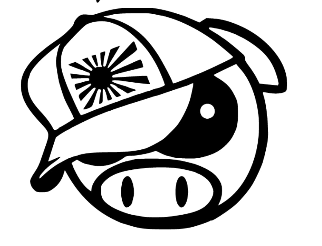 Subaru Pig With Hat 150mm Decal